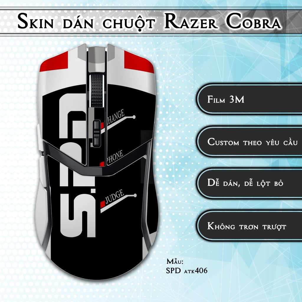 Skin dán chuột Razer Cobra mẫu SPD atk406 | Miếng dán 3M chống trơn trượt