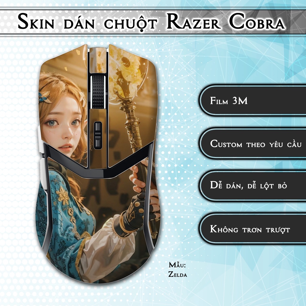 Skin dán chuột Razer Cobra mẫu Zelda | Miếng dán 3M chống trơn trượt
