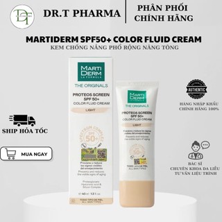 (T-Cell TEM MỚI CÔNG TY) Kem Chống Nắng Phổ Rộng Nâng Tông Chính Hãng -MartiDerm SPF50+ Color Fluid Cream (Light) (40ml)