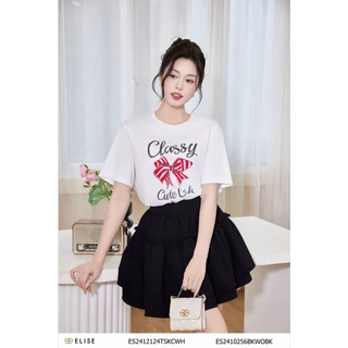 Áo thun trắng in hình nơ thiết kế Elise ES2412124TSKCWH