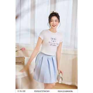 Áo thun trắng in hình nơ xanh thiết kế Elise ES2501073TSKCWH