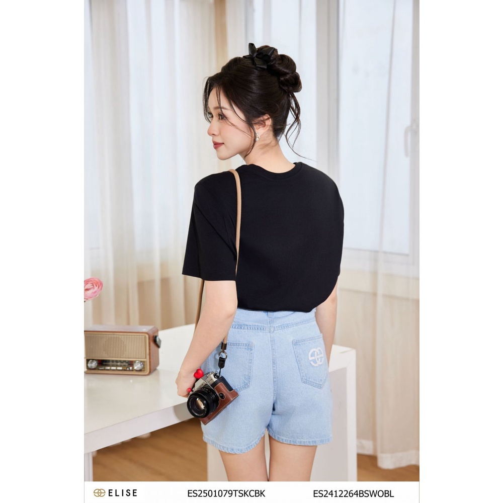 Ảnh Áo thun đen in hình nơ thiết kế Elise ES2501079TSKCBK 1