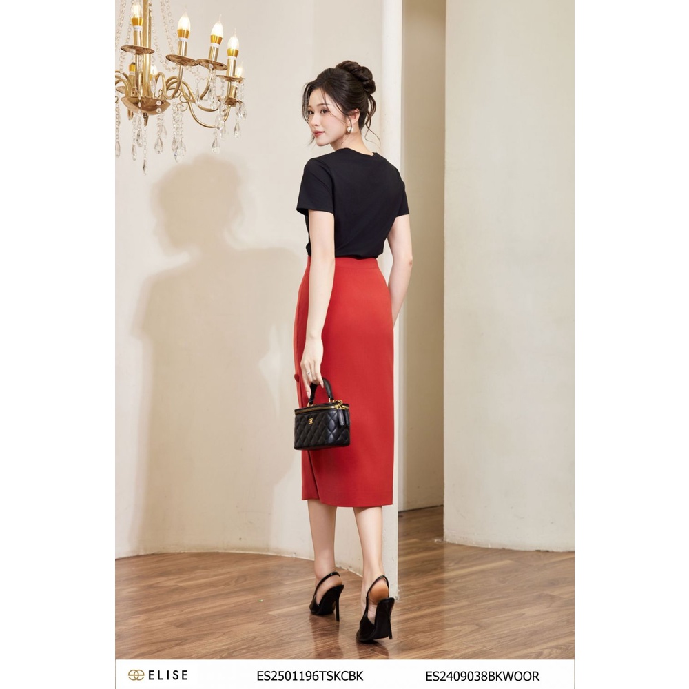 Ảnh Áo thun đen in logo elise hình hoa thiết kế Elise ES2501196TSKCBK 1