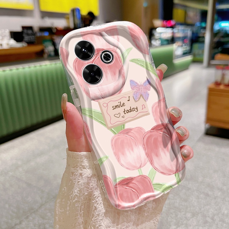 Ốp Lưng Xiaomi Redmi 13 5G 13C POCO M6 4G M6 Plus 5G C65 Case Trong suốt Hoạt hình Hoa tulip đẹp Z5129