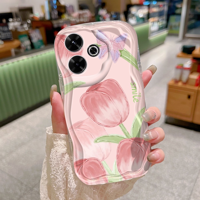 Ốp Lưng Xiaomi Redmi 13 5G 13C POCO M6 4G M6 Plus 5G C65 Case Trong suốt Hoạt hình Hoa tulip đẹp Z5129
