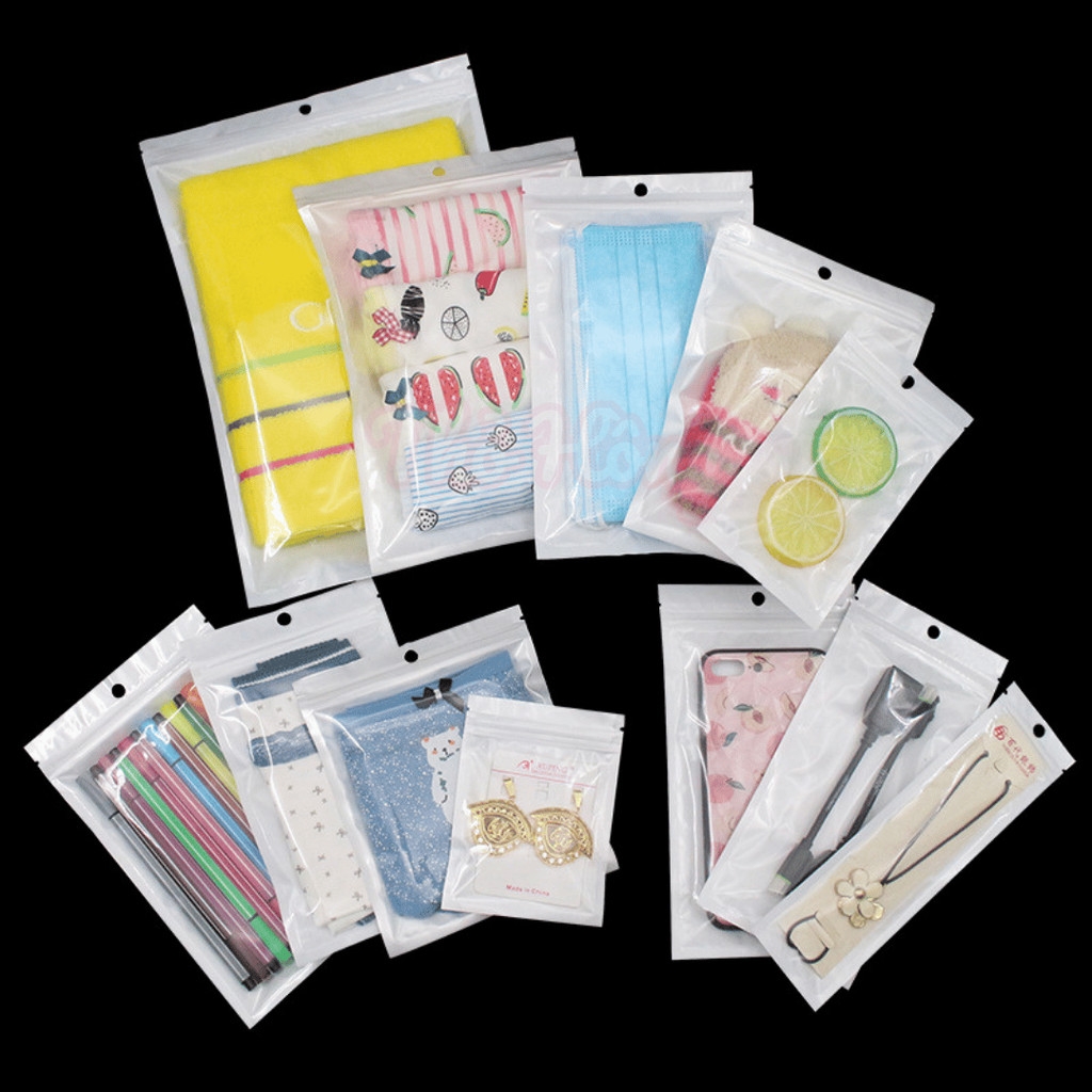 10 Túi Zip Lock Trắng Sữa 1 Mặt Trong Đựng Phụ Kiện, Ốp Điện Thoại, Tất Vớ...