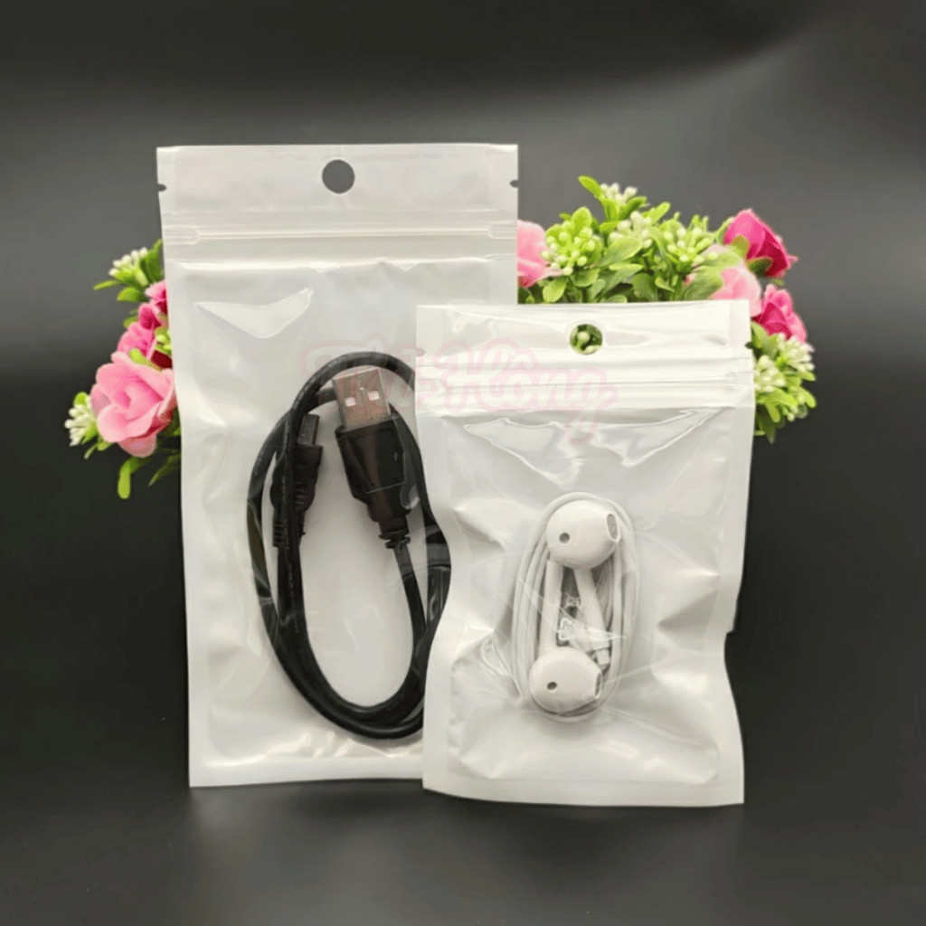10 Túi Zip Lock Trắng Sữa 1 Mặt Trong Đựng Phụ Kiện, Ốp Điện Thoại, Tất Vớ...