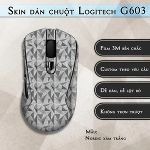 Skin dán chuột Logitech G603 mẫu Nordic xám trắng | Miếng dán Film 3M chống trượt