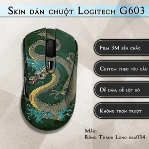 Skin dán chuột Logitech G603 mẫu Rồng Thanh Long dra034 | Miếng dán Film 3M chống trượt