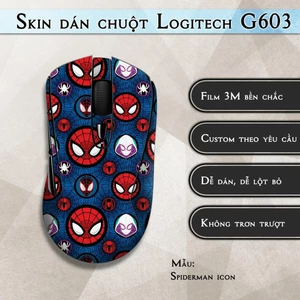 Skin dán chuột Logitech G603 mẫu Spiderman icon | Miếng dán Film 3M chống trượt