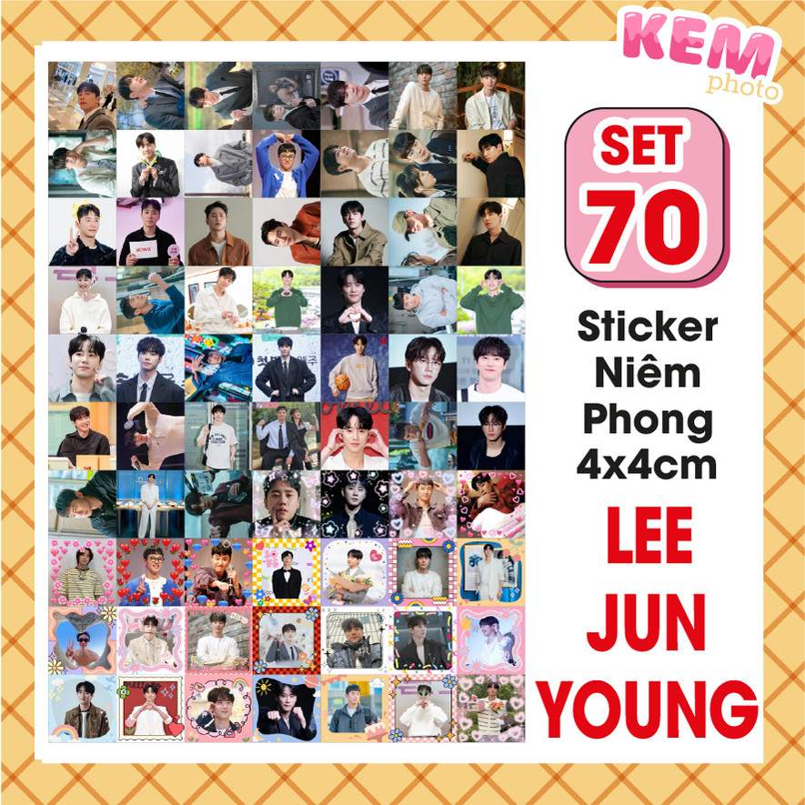 SET 70 sticker niêm phong LEE JUN YOUNG - Đã cắt rời - Tem dán 4x4cm in ...