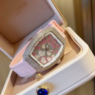 Đồng Hồ Nữ Franck Muller V32 Full vỏ đá bản trái tim, Máy quartz japan, Dây da bọc cao su, Bảo Hành 24 tháng