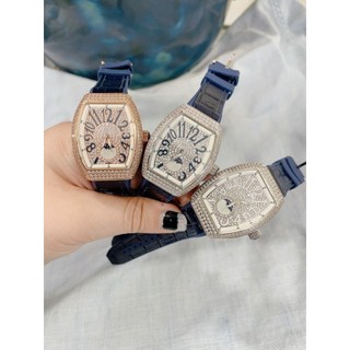 [Full Box]đồng hồ nữ Franck Muller Vanguard 32mm máy Japanquartz, mặt full đá CZ - dây da thanh lịch !