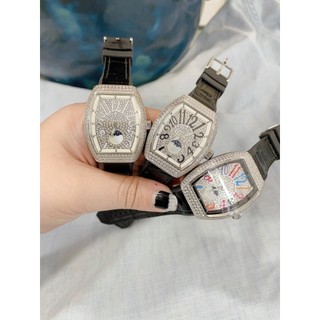 [Full Box]đồng hồ nữ Franck Muller Vanguard 32mm máy Japanquartz, mặt full đá CZ - dây da thanh lịch !