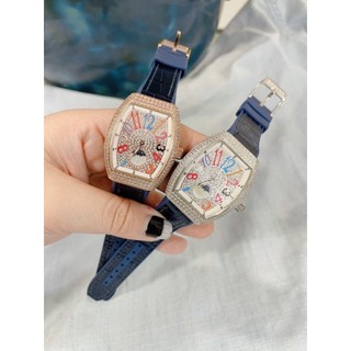 [Full Box]đồng hồ nữ Franck Muller Vanguard 32mm máy Japanquartz, mặt full đá CZ - dây da thanh lịch !