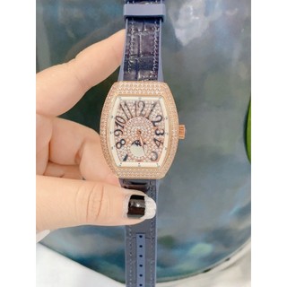 [Full Box]đồng hồ nữ Franck Muller Vanguard 32mm máy Japanquartz, mặt full đá CZ - dây da thanh lịch !