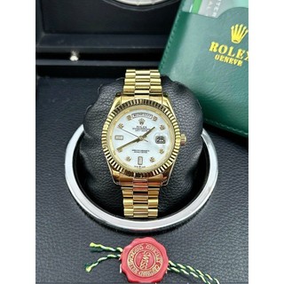 [TẶNG HỘP] T Đồng hồ NAM ROLEX daydate gold w T- automatic- Dây thép- 41mm- chống nước- BẢO HÀNH 24 tháng