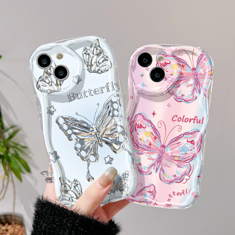 Ốp Lưng iPhone 16 Pro Max 15 Pro Max 14 Pro Max Plus 13 Pro Max 12 Pro Max Case Trong suốt Sáng tạo Vẽ bướm nhỏ Z4959