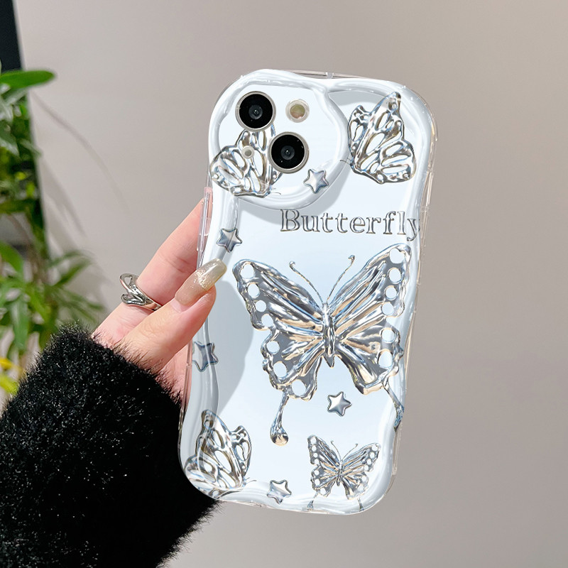 Ốp Lưng iPhone 16 Pro Max 15 Pro Max 14 Pro Max Plus 13 Pro Max 12 Pro Max Case Trong suốt Sáng tạo Vẽ bướm nhỏ Z4959