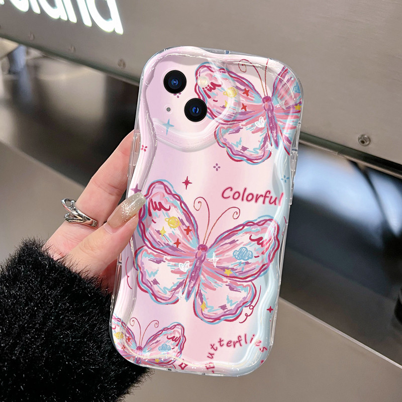 Ốp Lưng iPhone 16 Pro Max 15 Pro Max 14 Pro Max Plus 13 Pro Max 12 Pro Max Case Trong suốt Sáng tạo Vẽ bướm nhỏ Z4959