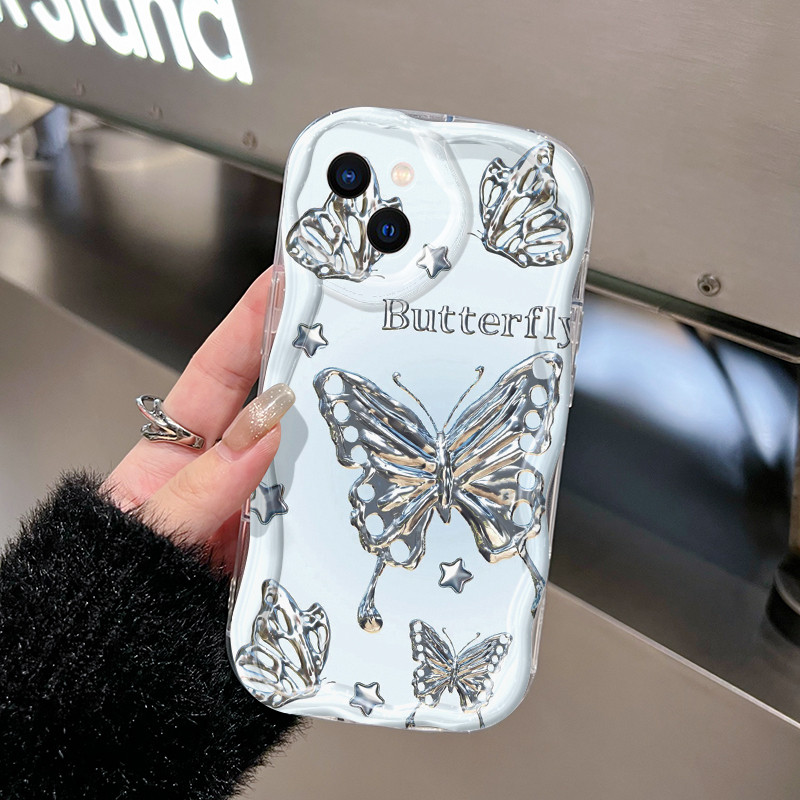 Ốp Lưng iPhone 16 Pro Max 15 Pro Max 14 Pro Max Plus 13 Pro Max 12 Pro Max Case Trong suốt Sáng tạo Vẽ bướm nhỏ Z4959