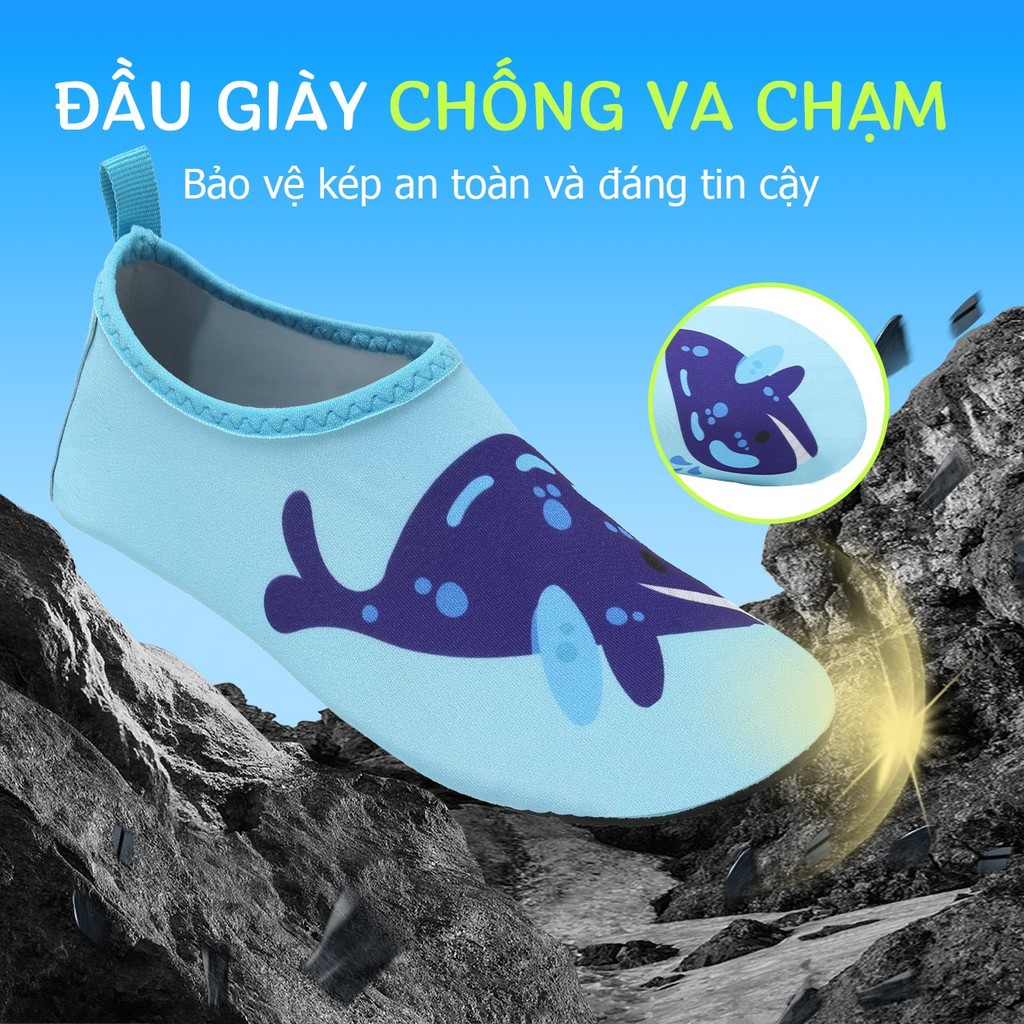 Giày Đi Biển Cho Bé Gái Bé Trai Đế Caosu Chống Trượt Giày Vả Đi Trên Cát Nhẹ Thoáng Khí Nhanh Khô