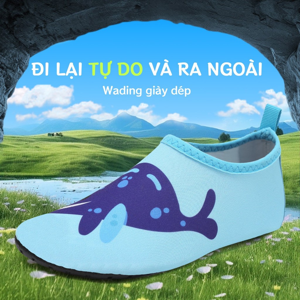 Giày Đi Biển Cho Bé Gái Bé Trai Đế Caosu Chống Trượt Giày Vả Đi Trên Cát Nhẹ Thoáng Khí Nhanh Khô