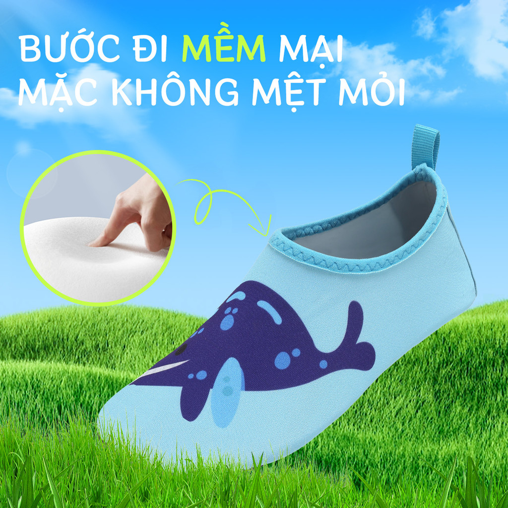 Giày Đi Biển Cho Bé Gái Bé Trai Đế Caosu Chống Trượt Giày Vả Đi Trên Cát Nhẹ Thoáng Khí Nhanh Khô