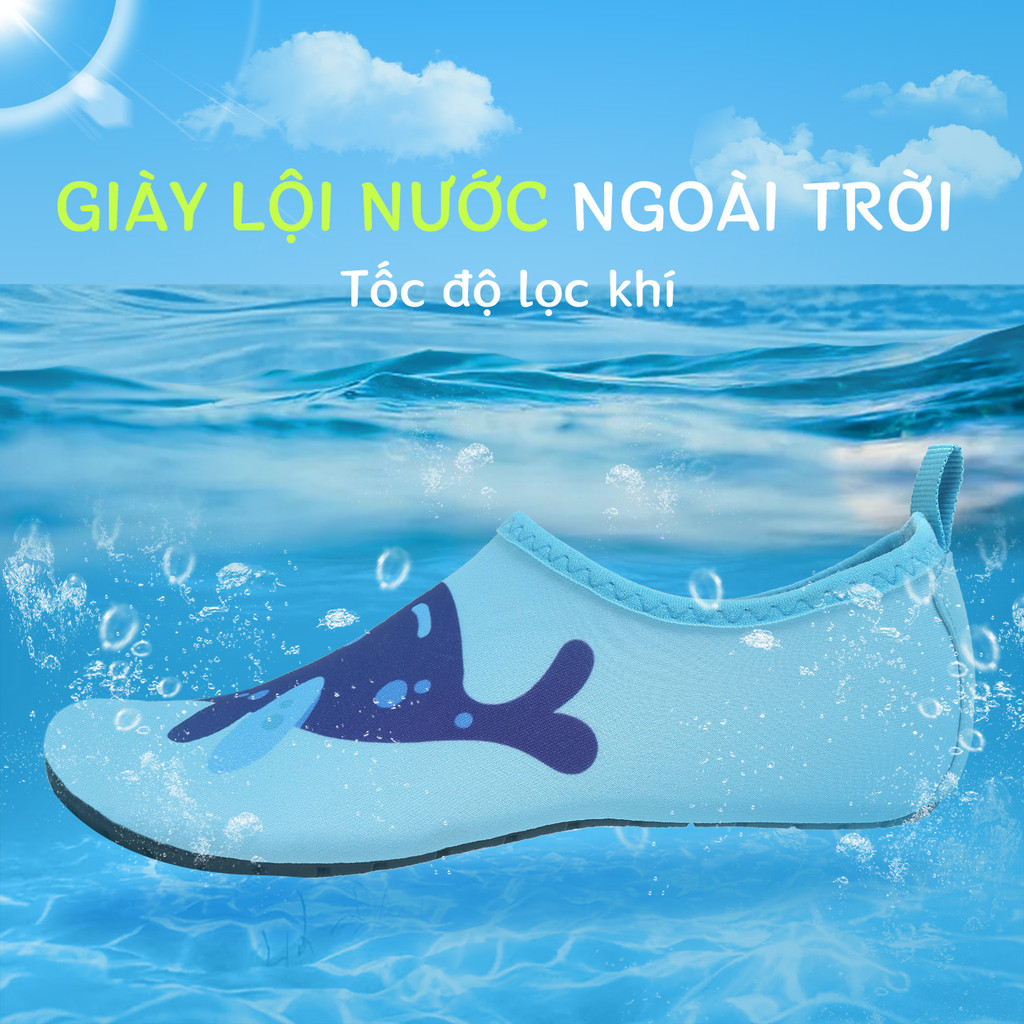 Giày Đi Biển Cho Bé Gái Bé Trai Đế Caosu Chống Trượt Giày Vả Đi Trên Cát Nhẹ Thoáng Khí Nhanh Khô
