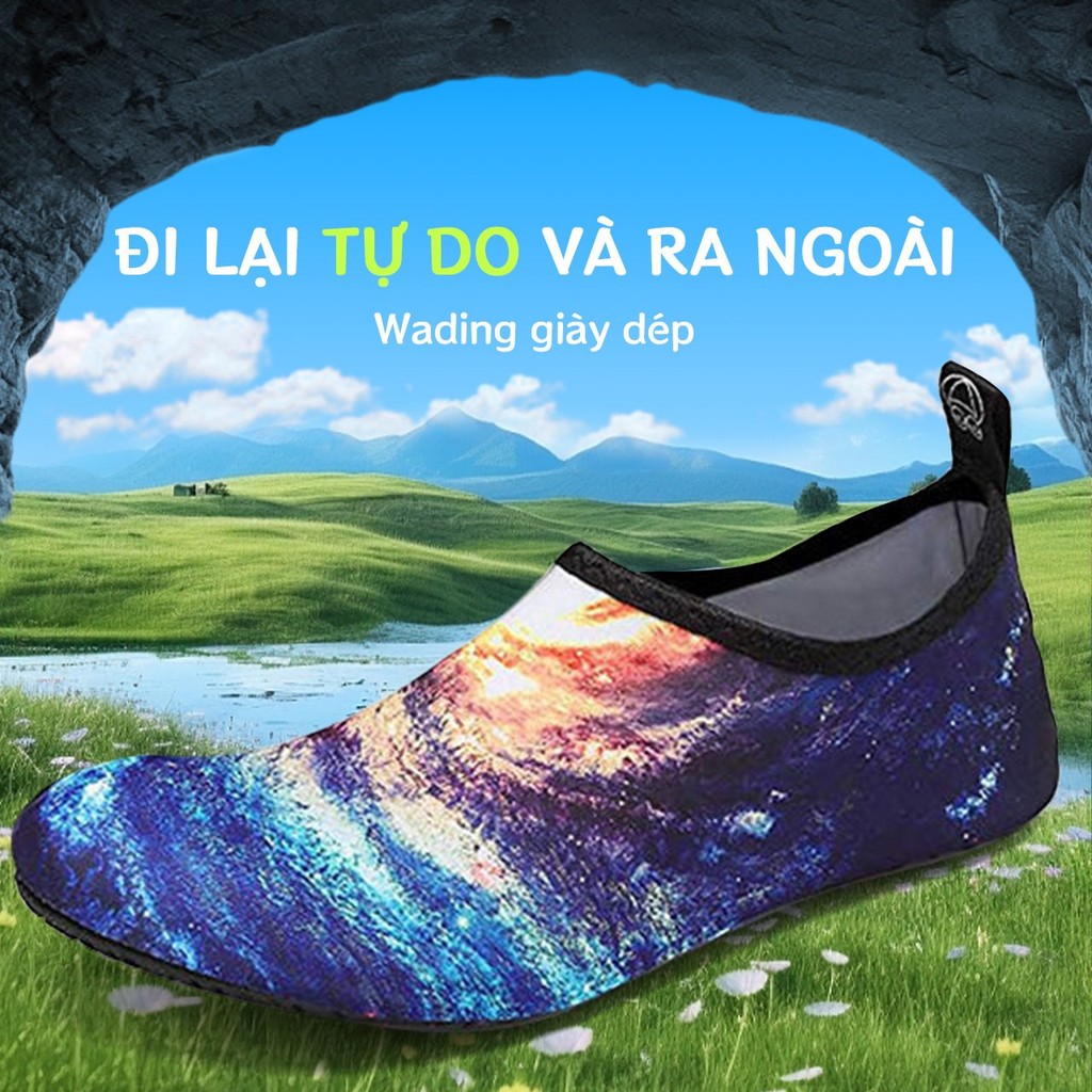 Coolloog giày tắm biển giầy yoga mùa hè lướt sóng nhẹ đáy cao su mềm giầy đi bơi