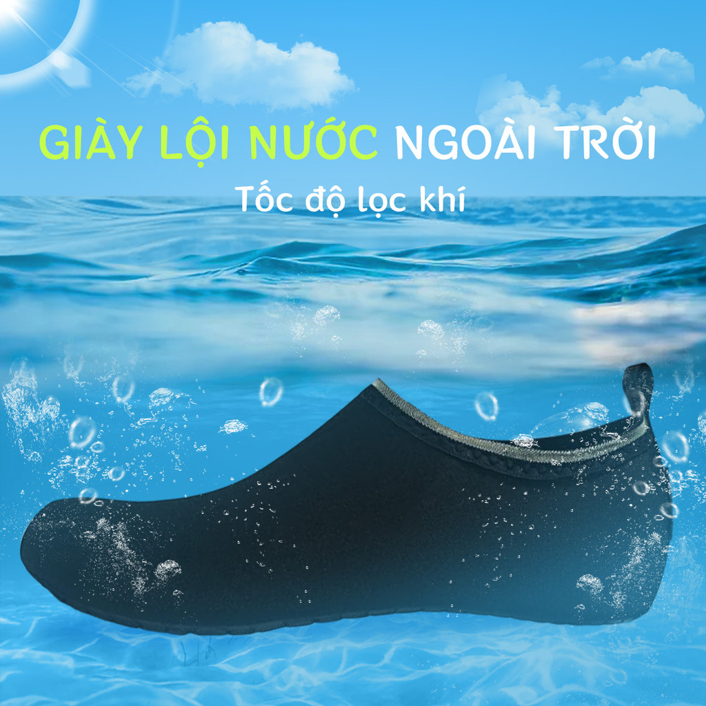 Giày đi biển đi bơi tập yoga chống trơn trượt vật sắc nhọn đâm vào chân đế cao su thoát nước