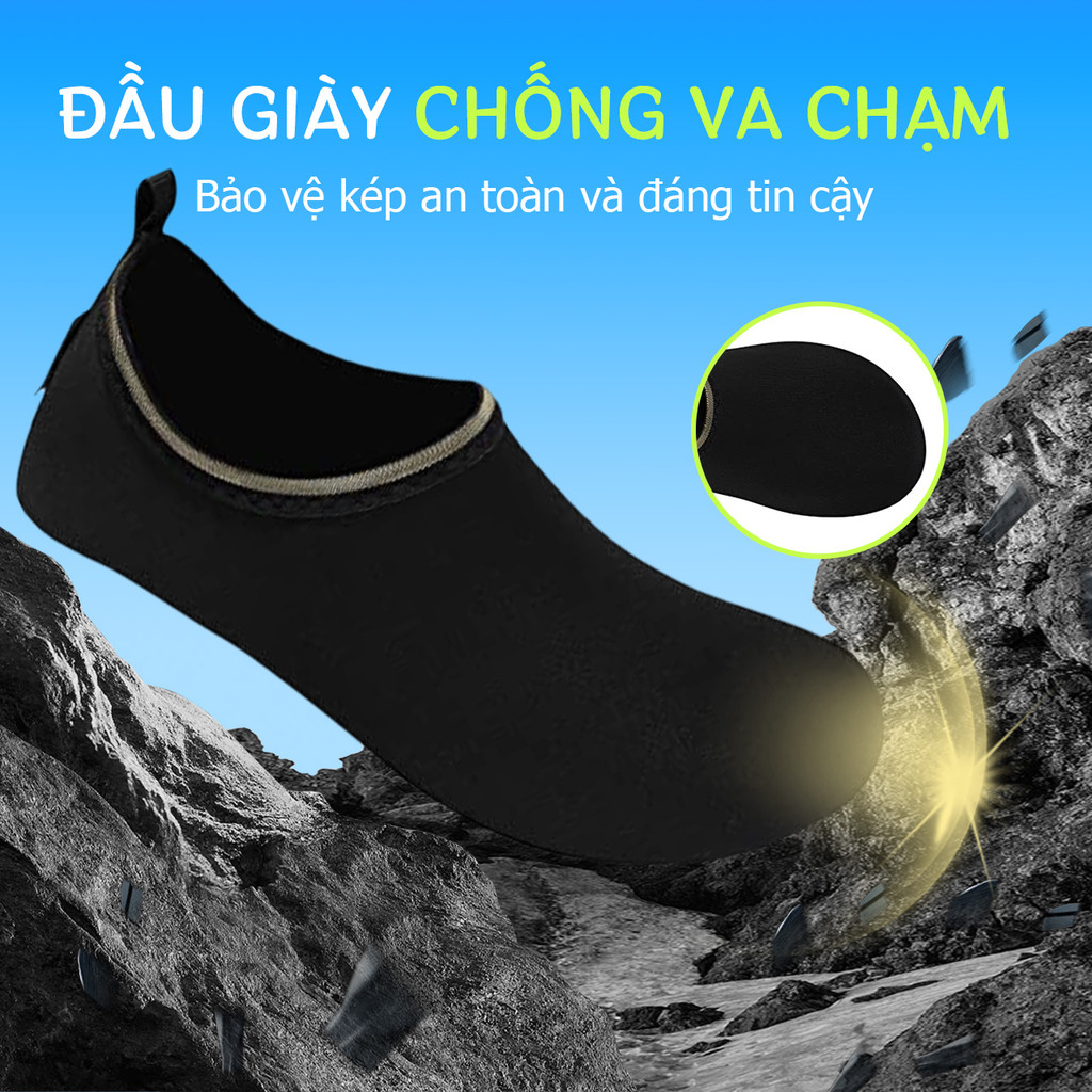Giày đi biển đi bơi tập yoga chống trơn trượt vật sắc nhọn đâm vào chân đế cao su thoát nước