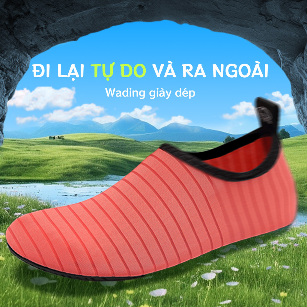 Giày đi biển đi bơi tập yoga chống trơn trượt vật sắc nhọn đâm vào chân đế cao su thoát nước