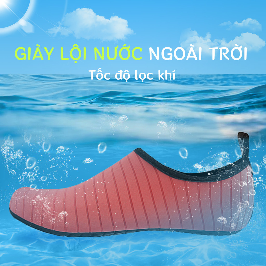 Giày đi biển đi bơi tập yoga chống trơn trượt vật sắc nhọn đâm vào chân đế cao su thoát nước