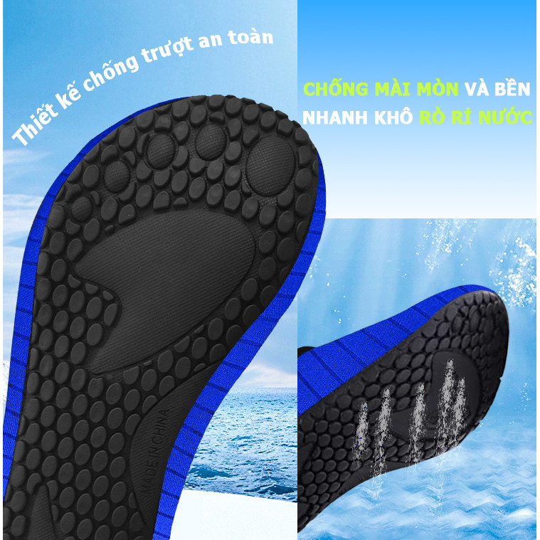 Giày đi biển giày lặn lội suối trekking đi bộ đế cao su chống trượt êm chân thoát nước tốt