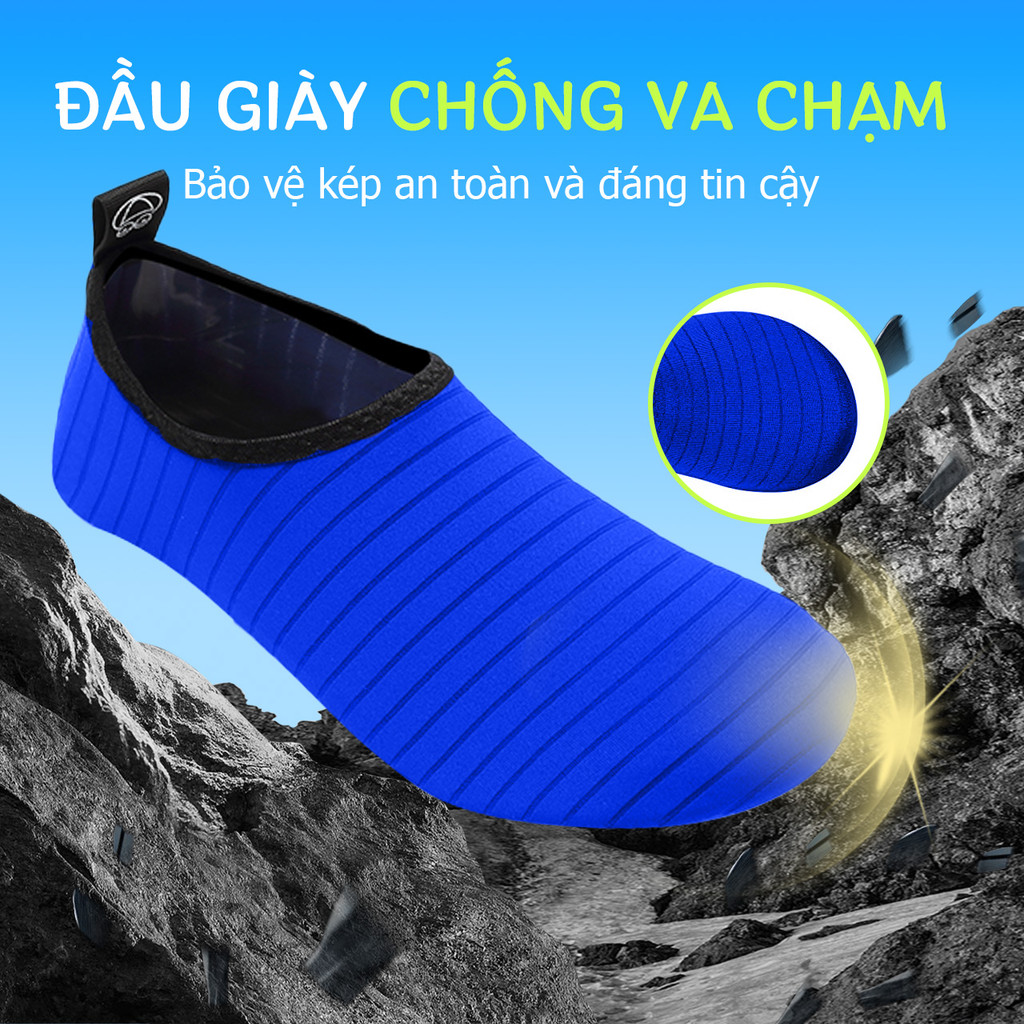 Giày đi biển giày lặn lội suối trekking đi bộ đế cao su chống trượt êm chân thoát nước tốt
