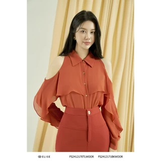 SM chiffon cam đất hở vai phủ bèo thiết kế Elise FS2412170TLWOOR