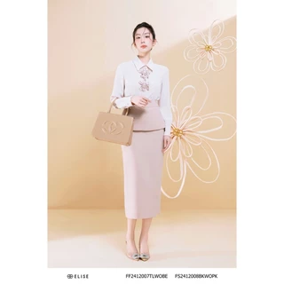 Jupe bút chì hồng nude peplum thiết kế Elise FS2412008BKWOPK