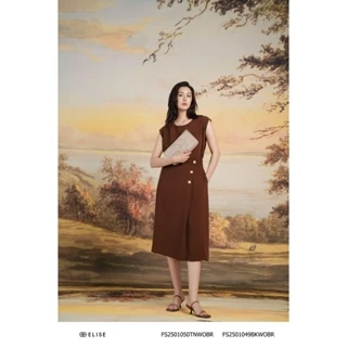 Chân váy nâu đất xếp ly lệch thiết kế Elise FS2501049BKWOBR