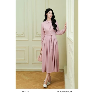 Đầm hồng chân xếp ly đai eo thiết kế Elise FF2407041DIWOPK