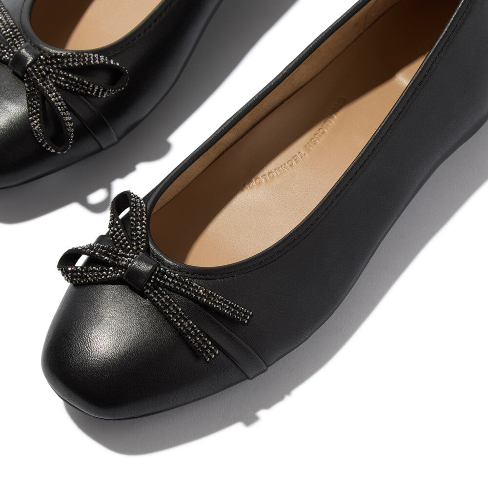 Giày Ballerina Nữ DELICATO GLITZ-BOW LEATHER BALLET FLATS E3E-001