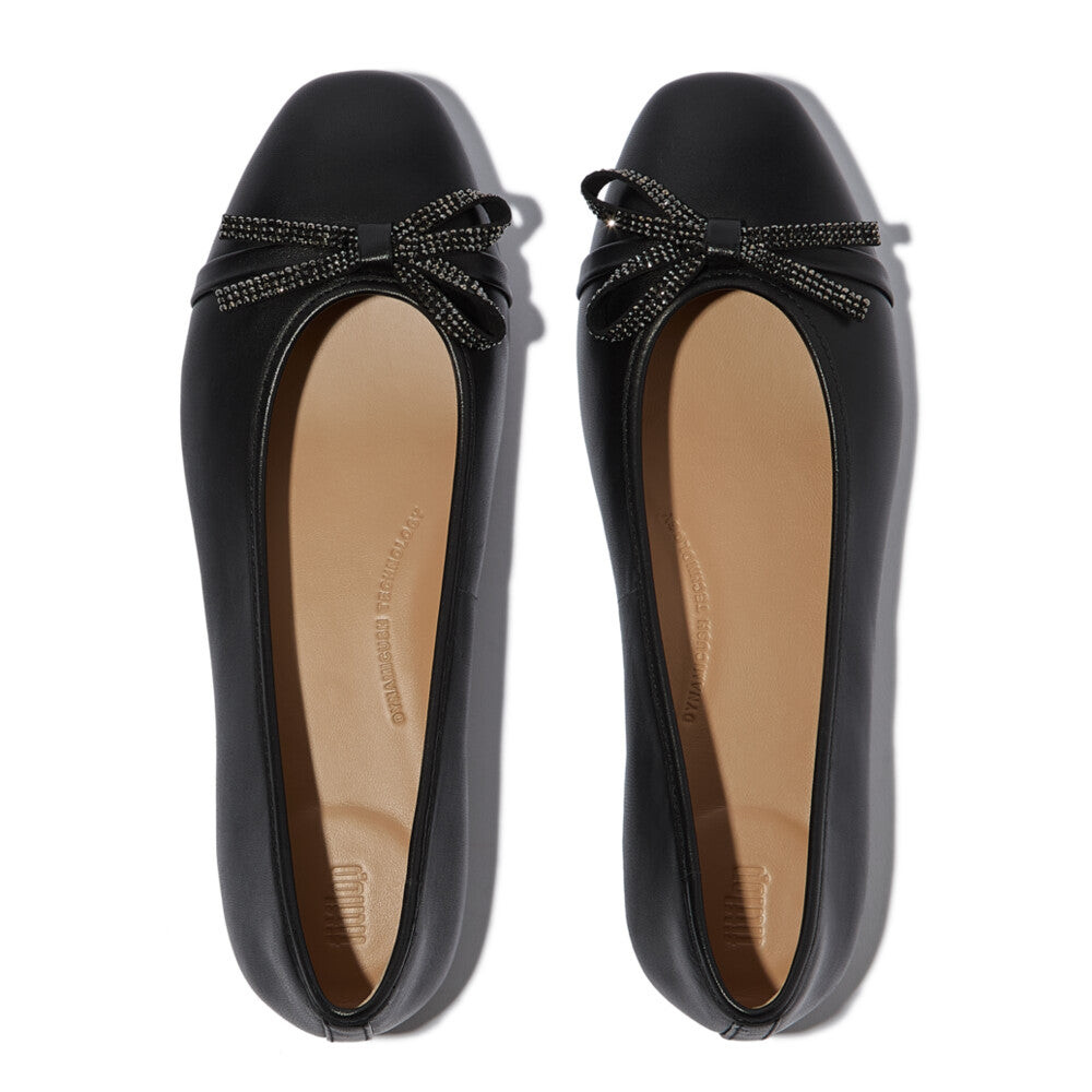 Giày Ballerina Nữ DELICATO GLITZ-BOW LEATHER BALLET FLATS E3E-001