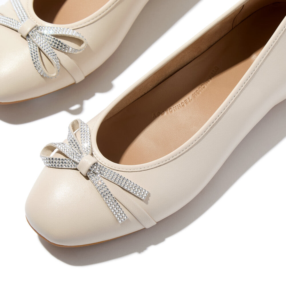 Giày Ballerina Nữ DELICATO GLITZ-BOW LEATHER BALLET FLATS E3E-A99