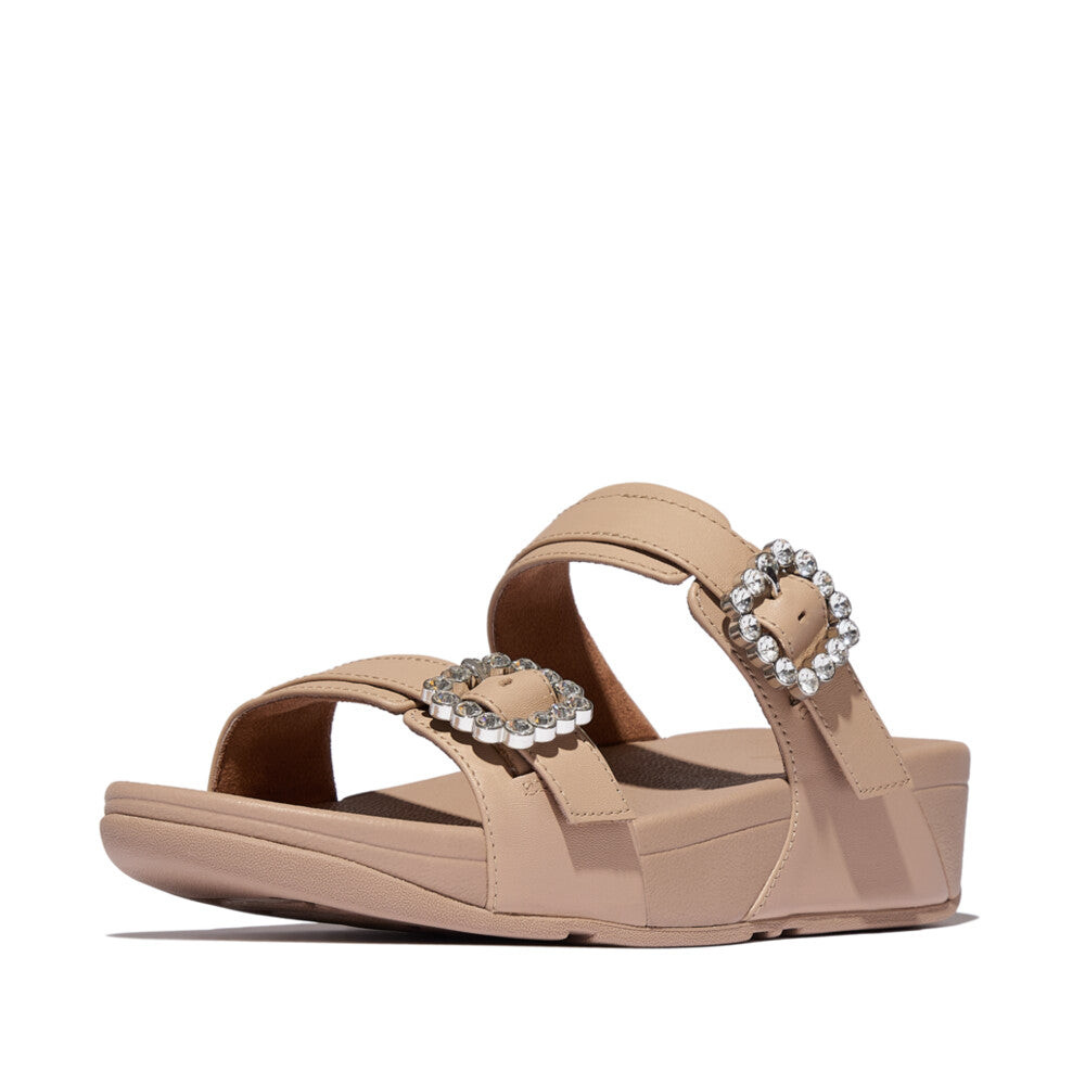 Dép Quai Ngang Nữ LULU CRYSTAL-BUCKLE LEATHER E1E-B41