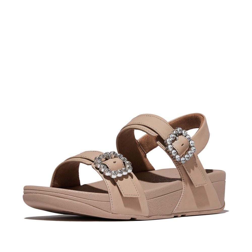 Xăng Đan Nữ LULU CRYSTAL-BUCKLE LEATHER BACK-STRAP E1F-B41