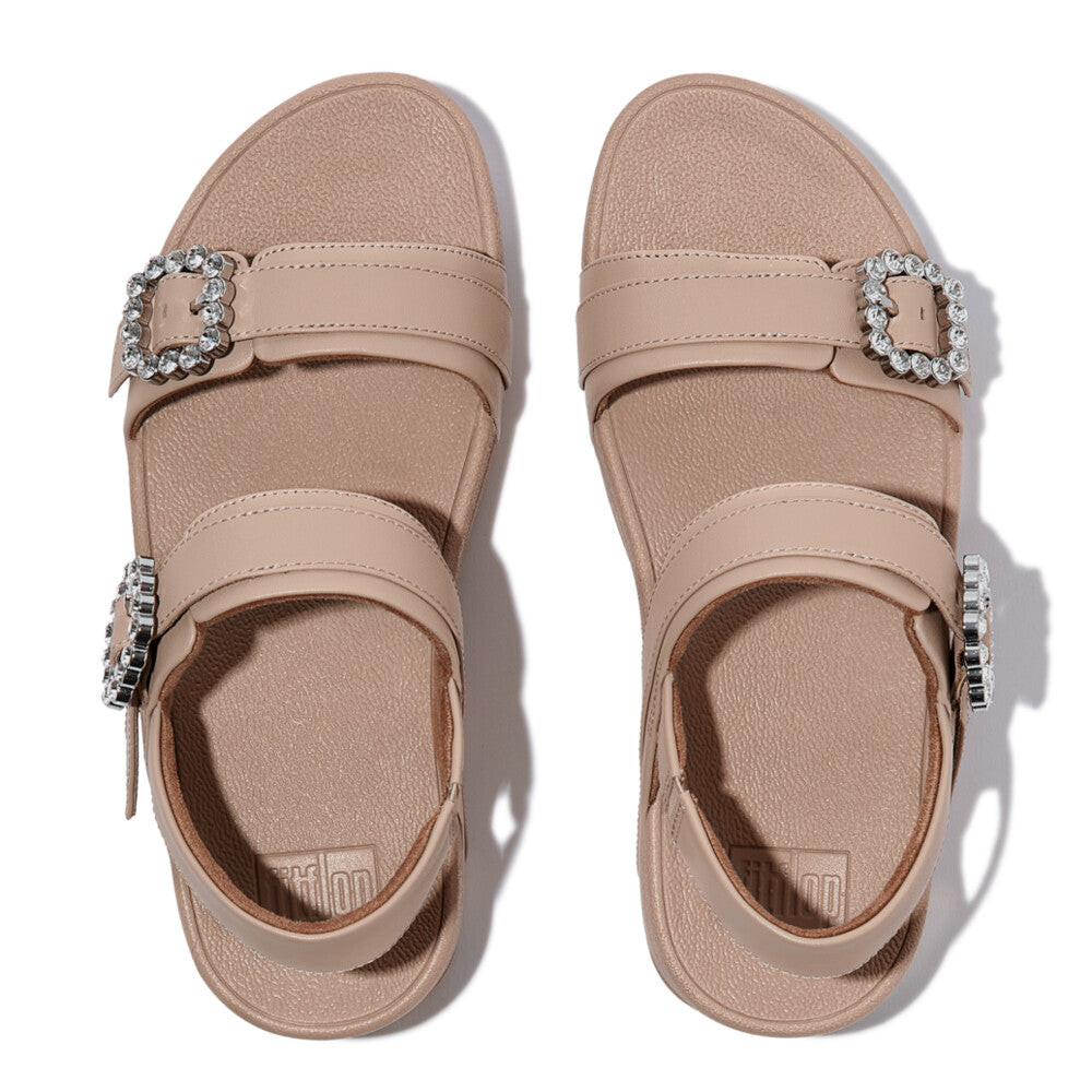 Xăng Đan Nữ LULU CRYSTAL-BUCKLE LEATHER BACK-STRAP E1F-B41