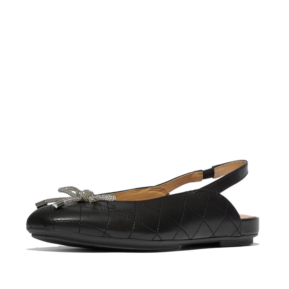 Giày Ballerina Nữ DELICATO CRYSTAL-BOW QUILTED-LEATHER SLINGBACKS E3G-001