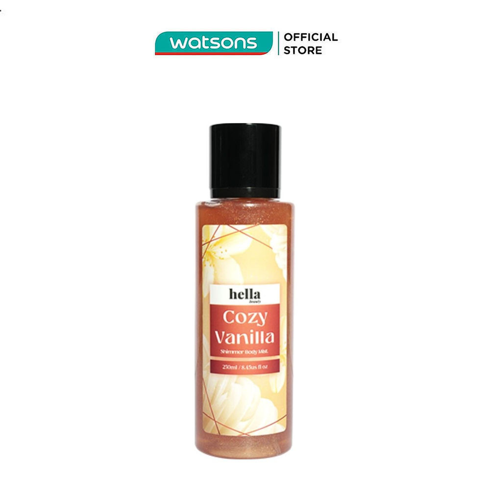 Xịt Thơm Toàn Thân Có Nhũ Hella Beauty Cozy Vanilla Shimmer Body Mist 250ml