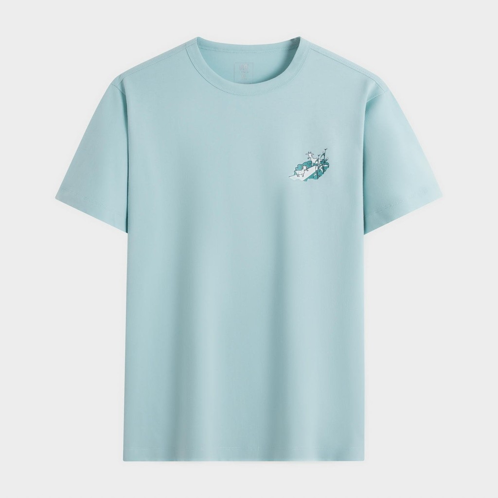 Áo Thun T-shirt Nam tay ngắn màu xanh Insidemen Ownself dáng suông 100% cotton thoáng mát  ITS099AS4