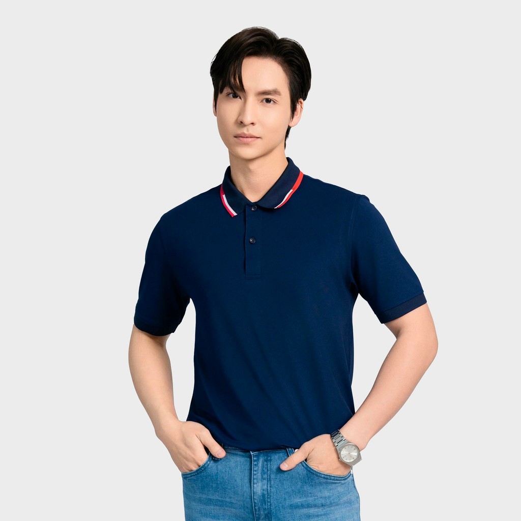 Áo Polo Nam tay ngắn Insidemen Regular cổ dệt viền màu xám màu đen màu xanh navy IPS190AS0